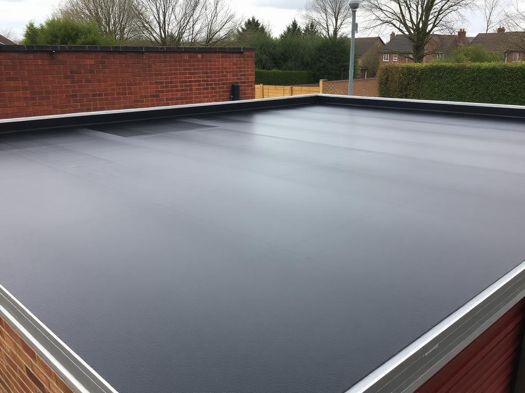 EPDM rubber membrane flat roof fitted to a domestic garage