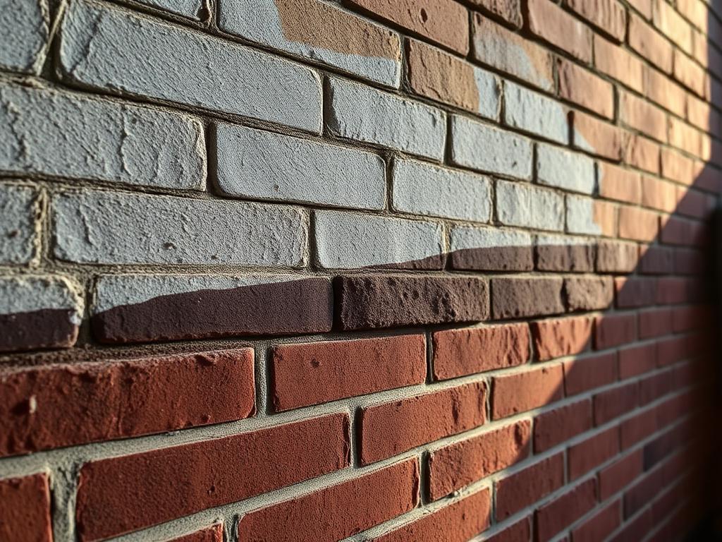 Brick wall with freshly repointed mortar joints